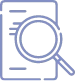 Illustrazione di un documento con lente di ingrandimento per accedere alla sezione 'Referti Online' di Eurofins Genoma.